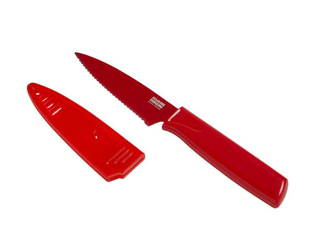 Kuhn Rikon Colori Serrated Paring Knife- Red