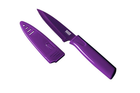 Kuhn Rikon Colori Serrated Paring Knife- Purple