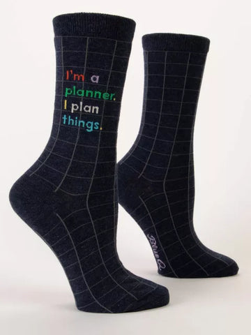 Blue Q Women Crew Socks- I'm a Planner