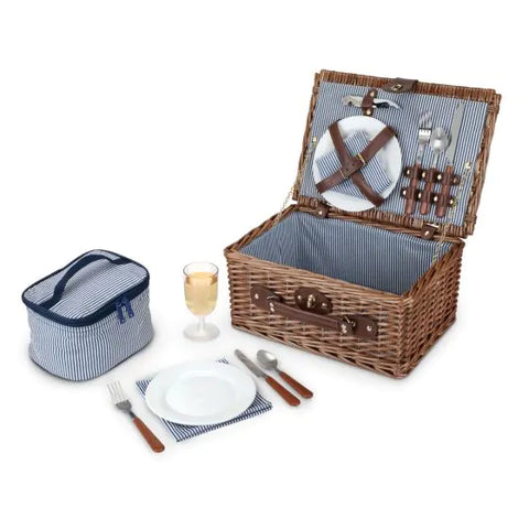 True Brands Newport Wicker Picnic Basket