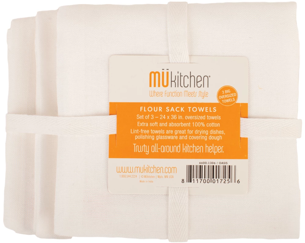 MUkitchen Sack Towels, Flour, White