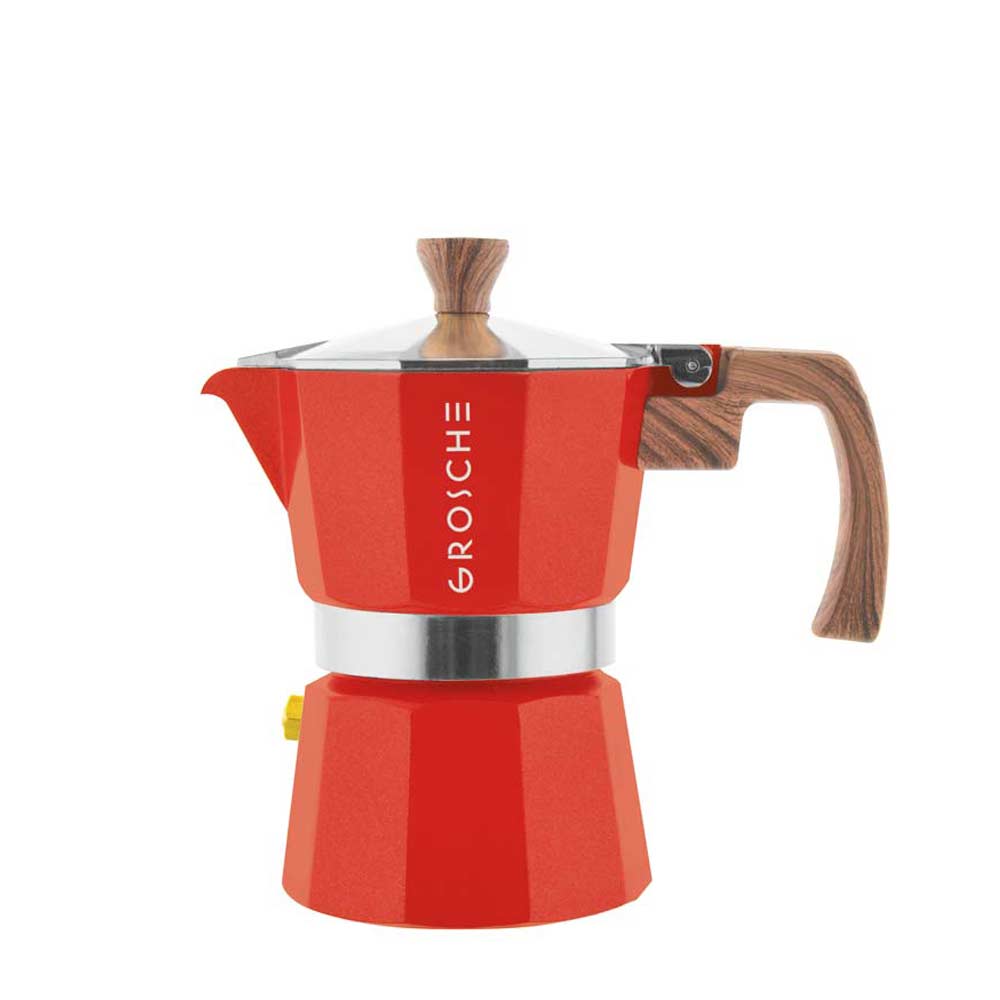 GROSCHE Red Milano Stovetop Espresso Maker, 6 cup
